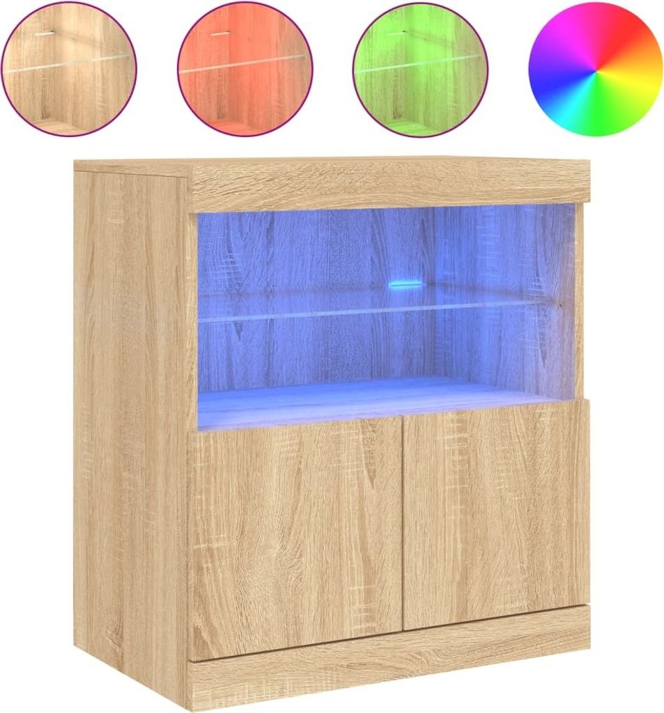 Sideboard mit LED-Leuchten Sonoma-Eiche 60x37x67 cm