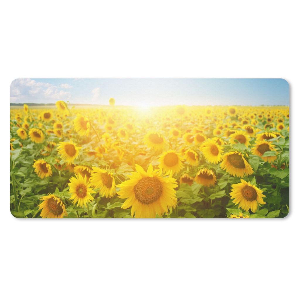 MuchoWow Mauspad Mousepad Sonnenblume - Sonne - Wolken 60x30 cm - Mousepads - Maus Mat - Pad - Mausunterlage - Nachhaltig