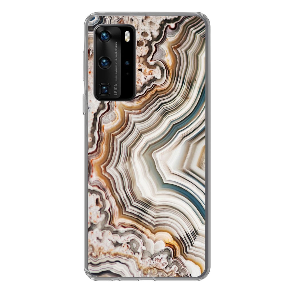 MuchoWow Handyhülle Schutzhülle Hülle für Huawei P40 Pro Naturstein - Nahaufnahme - Muster Silikon Softcase Handy Hülle - Schutz