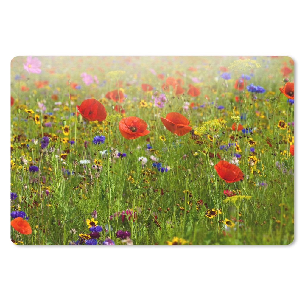 MuchoWow Mauspad Mousepad Frühling - Blumen - Rot - Mohn - Gras - Grün 27x18 cm - Mousepads - Maus Mat - Pad - Mausunterlage - Büroartikel - D...