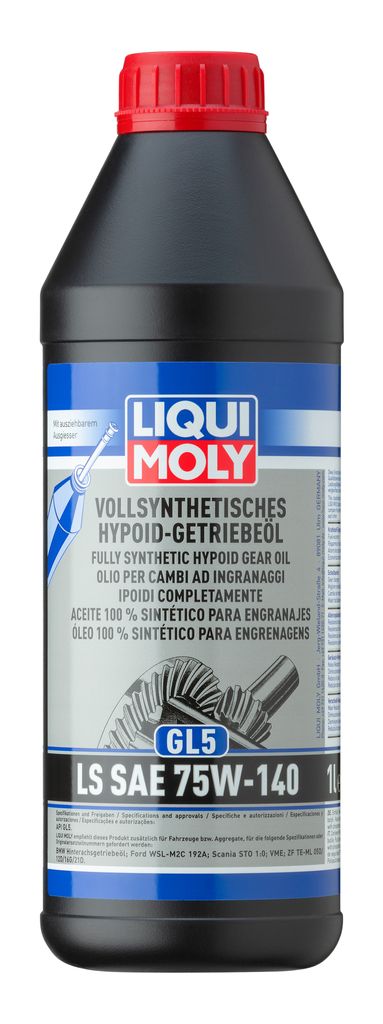 A bottle of Liqui Moly fully synthetic hypoid gear oil.