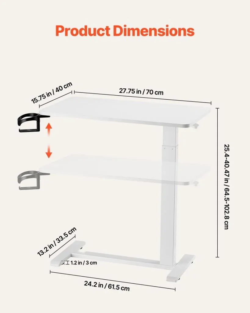 Table de chevet mobile avec 4 roulettes cachées pour ordinateur portable - 3