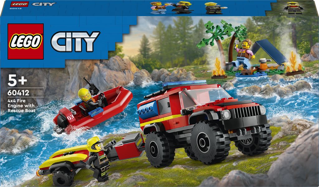 Camion de pompiers LEGO City 4x4 avec bateau de sauvetage - Image du produit 