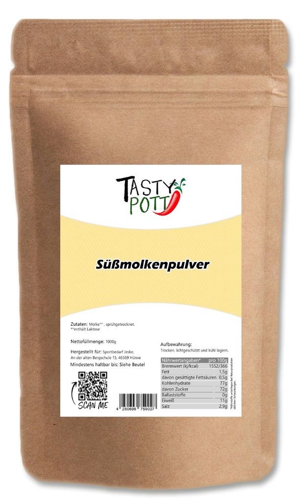 Tasty Pott Süßmolkenpulver - Molkepulver - im Beutel - 1 Produktbild 
