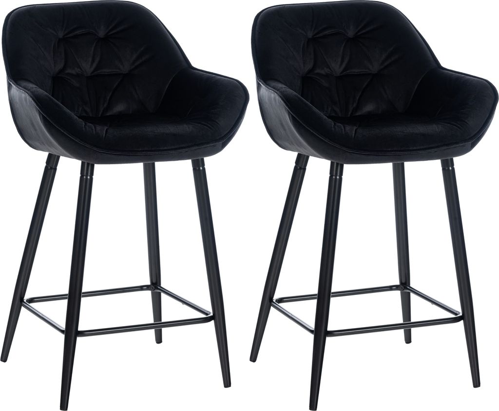 2er Set Barhocker HLO-CP259 Samt schwarz