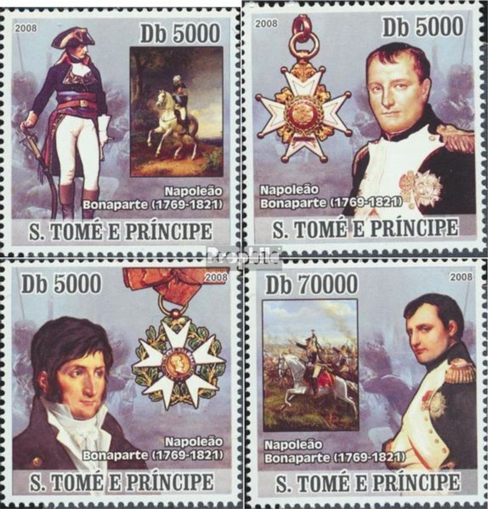 Briefmarken Sao Tome e Principe 2008 Mi 3262-3265 (kompl.Ausg.) postfrisch Napoleon Bonaparte