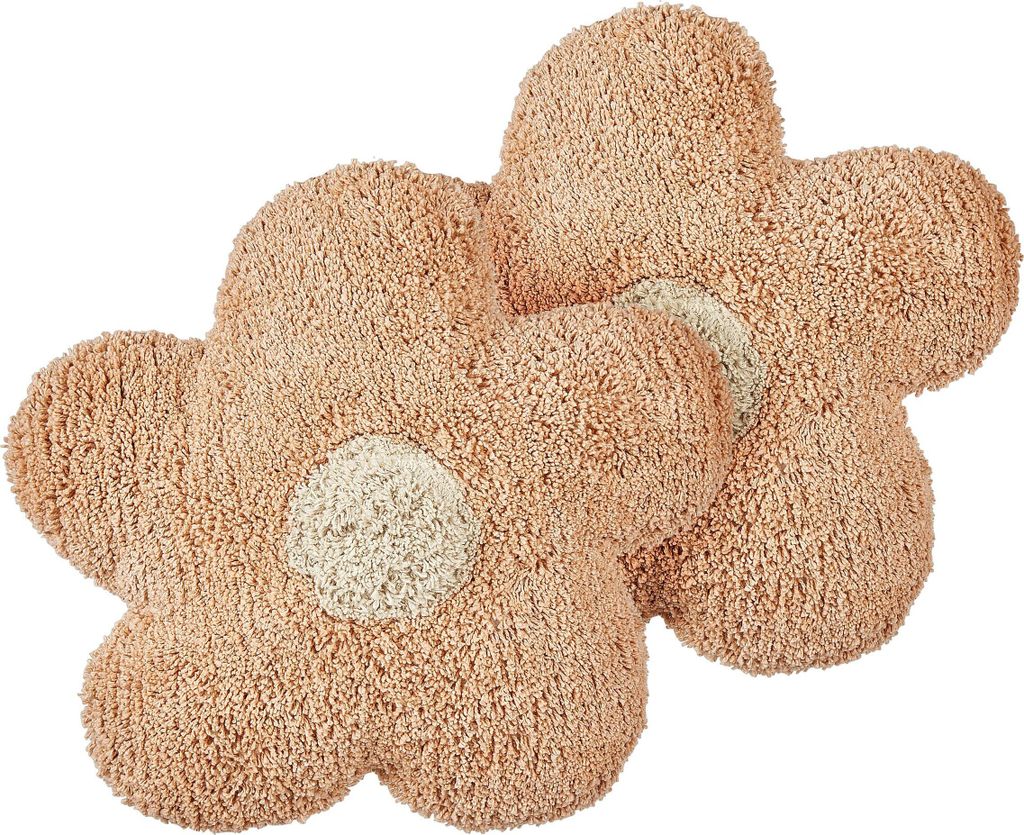 BELIANI Dekokissen 2er Set aus Baumwolle Pfirsichrosa Blumenform 30 x 30 cm für Kinderzimmer Wohnaccessoires Dekoration für Kinder