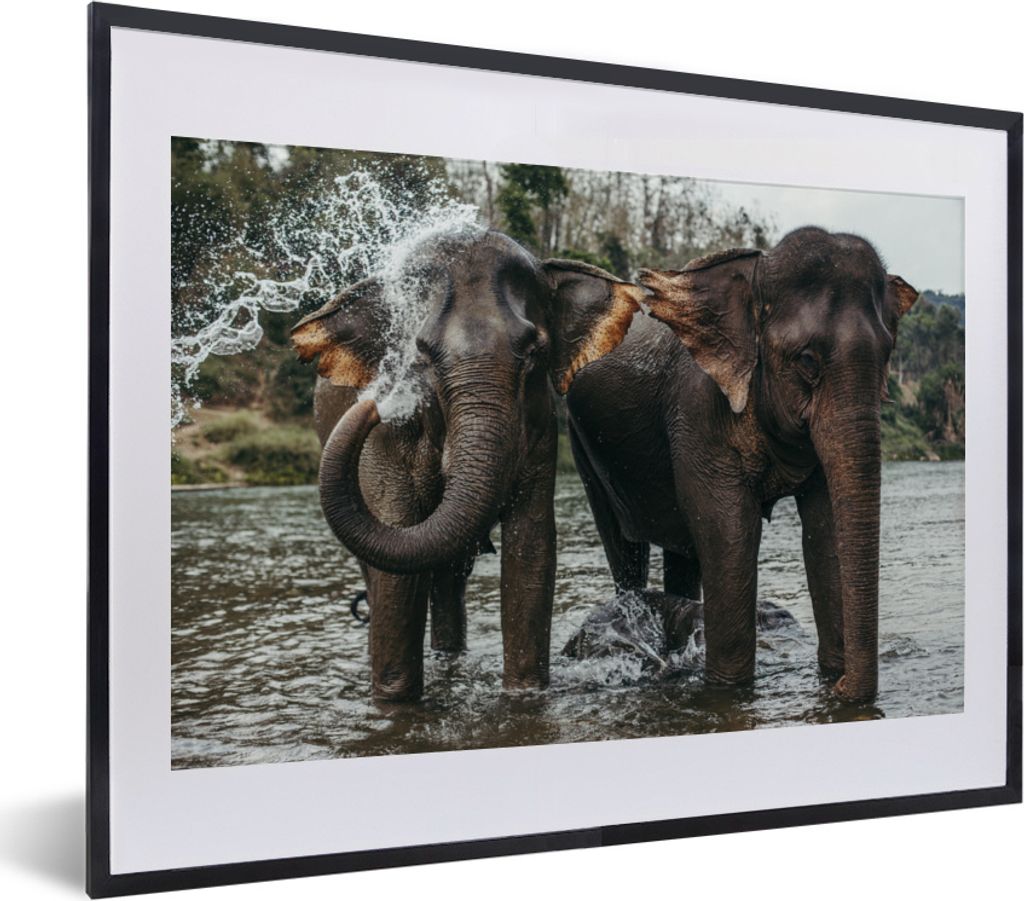 MuchoWow® MuchoWow® Gerahmtes Poster Elefant - Wasser - Produktbild 