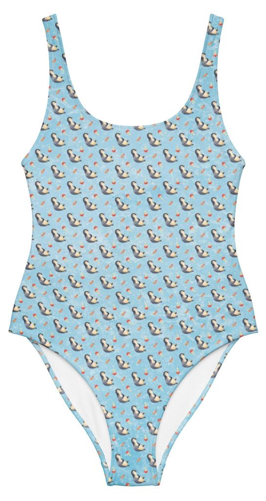 Mr. & Mrs. Panda Badeanzug Pinguin Lachen Größe S - Eisblau - Geschenk, Bademode, Witzig, Funny, Schwimmbekleidung, Lol, Haha, Swimsuit, Pinguine...
