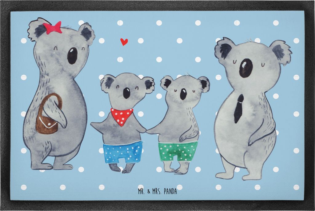 Mr. & Mrs. Panda Schmutzmatte Koala Familie zwei 60 x 90 cm - Blau Pastell - Geschenk, Fussmatte, Zusammen, Schuhabstreifer, Gummimatte, Koalabär,...