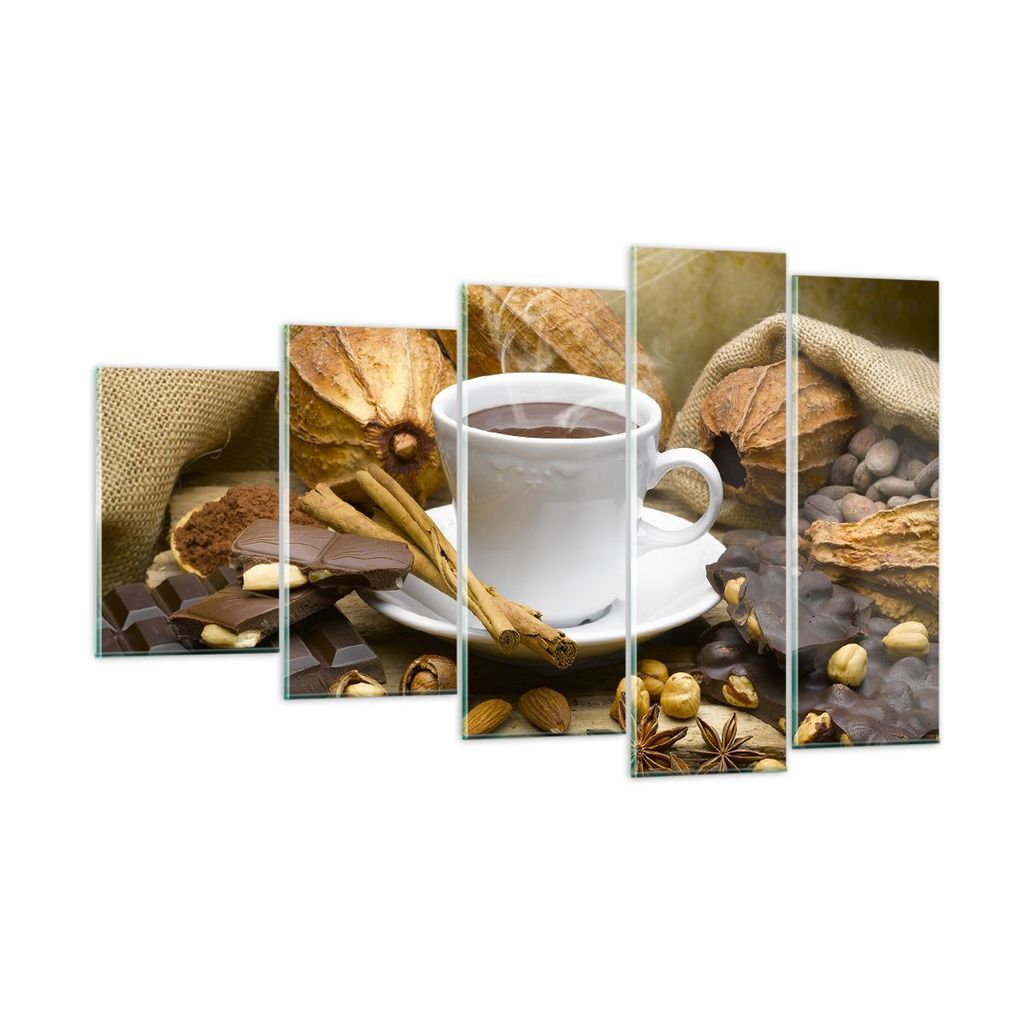Bilder auf glas - Tasse Schokolade trinken Kakao - 100x60cm - Glasbilder - Wandbilder - Kunstdruck - zum Aufhängen bereit - Wanddekoration aus Gla...