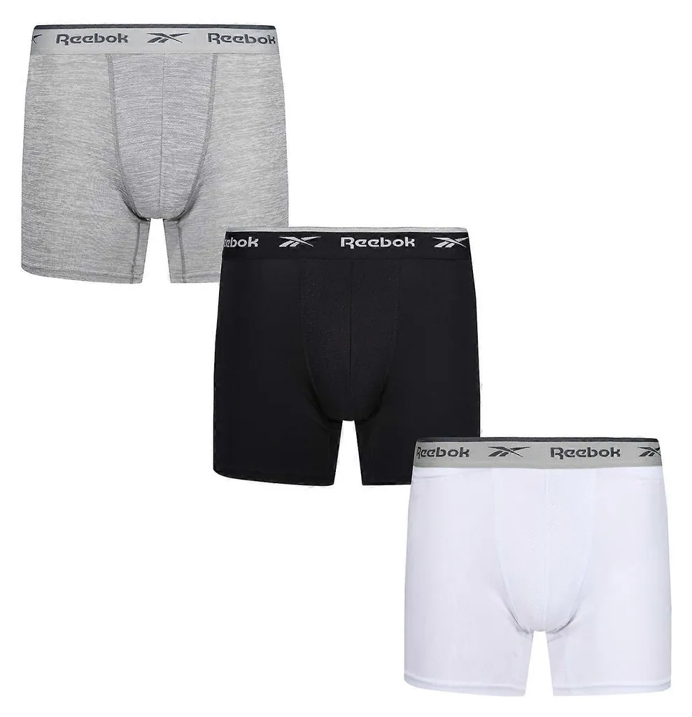 Boxers Reebok Ainslie sportifs en lot de 3 coloris noir blanc gris chiné