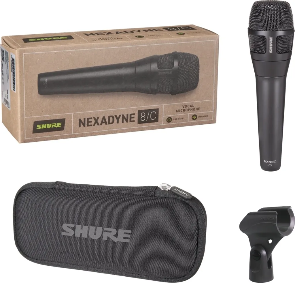 Microphone de chant dynamique cardioïde Shure Nexadyne 8/C pour scène et studio