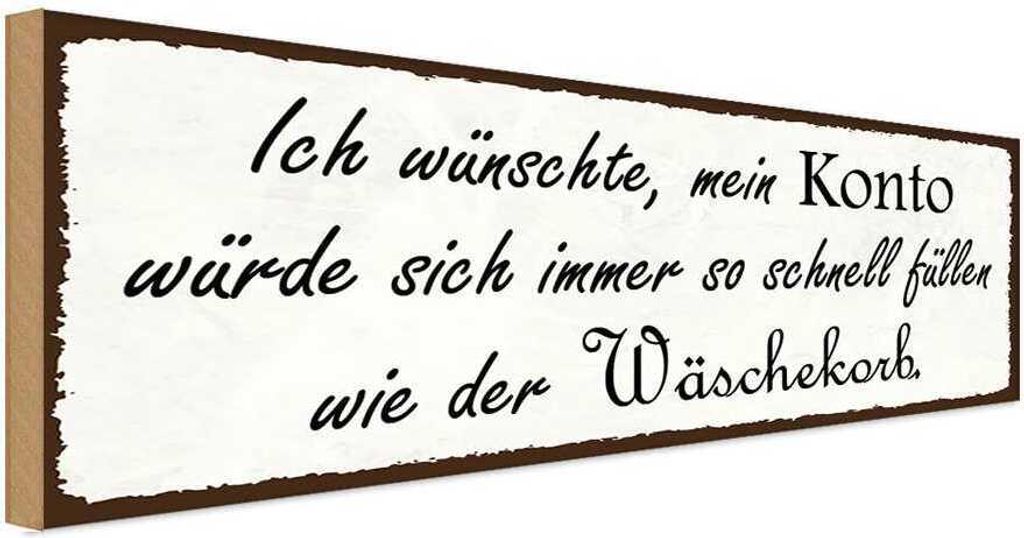 vianmo Holzschild 10x27 cm Konto schnell füllen Wäschekorb Spruch Zitat