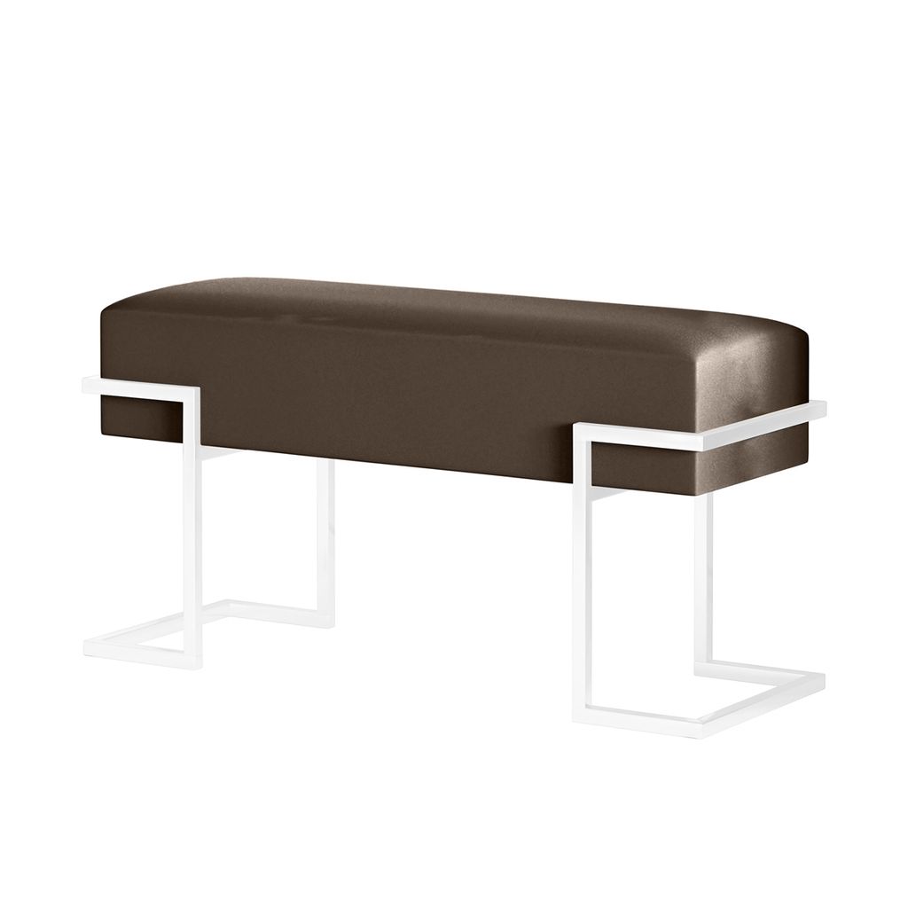 BETTSO Kleine Bank CELY 80 für Schlafzimmer oder Flur Graubraune auf weißem Gestell