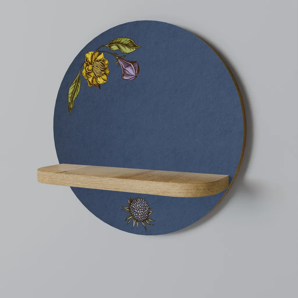 Étagère ronde MIDNIGHT FLORA en fer forgé moderne avec plateaux bois