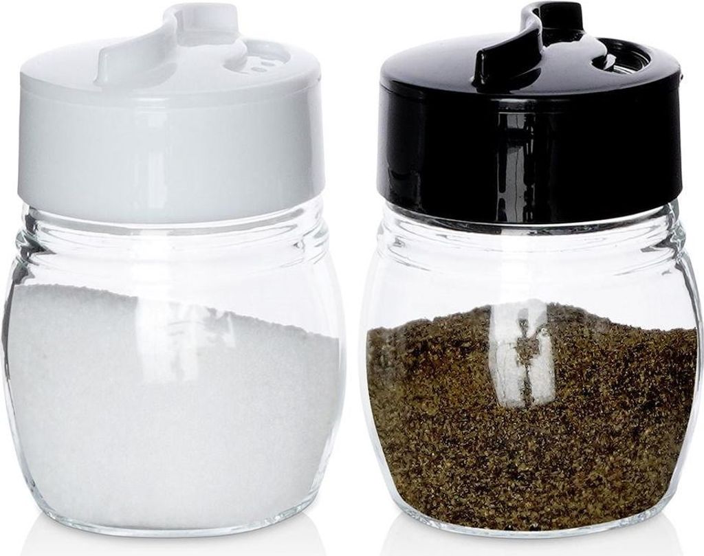 Salz- und Pfefferstreuer-Set 75ml Glas mit verstellbaren Löchern