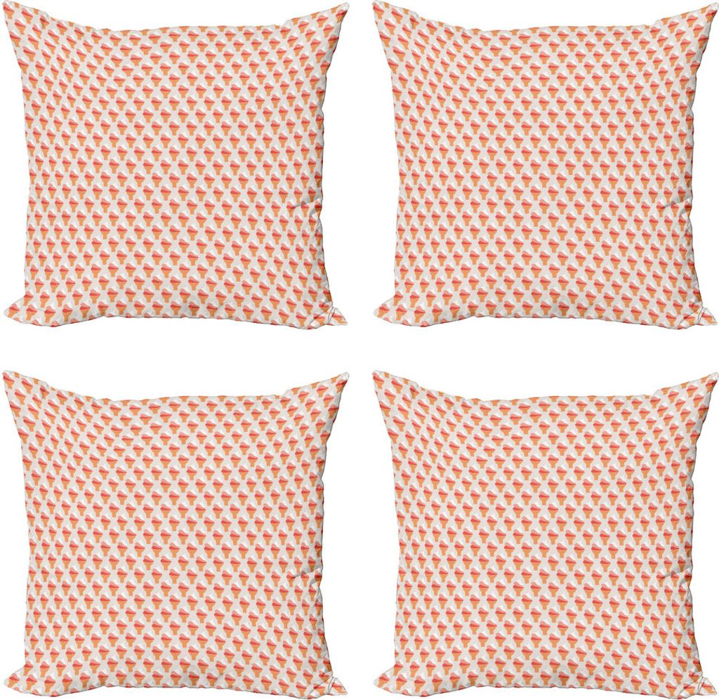 ABAKUHAUS Eis Kissenbezug Set (4 Stück), Gelato Motive Grafik, Moderner Doppelseitiger Digitaldruck, 50 cm x 50 cm, Eischale Burnt Sienna