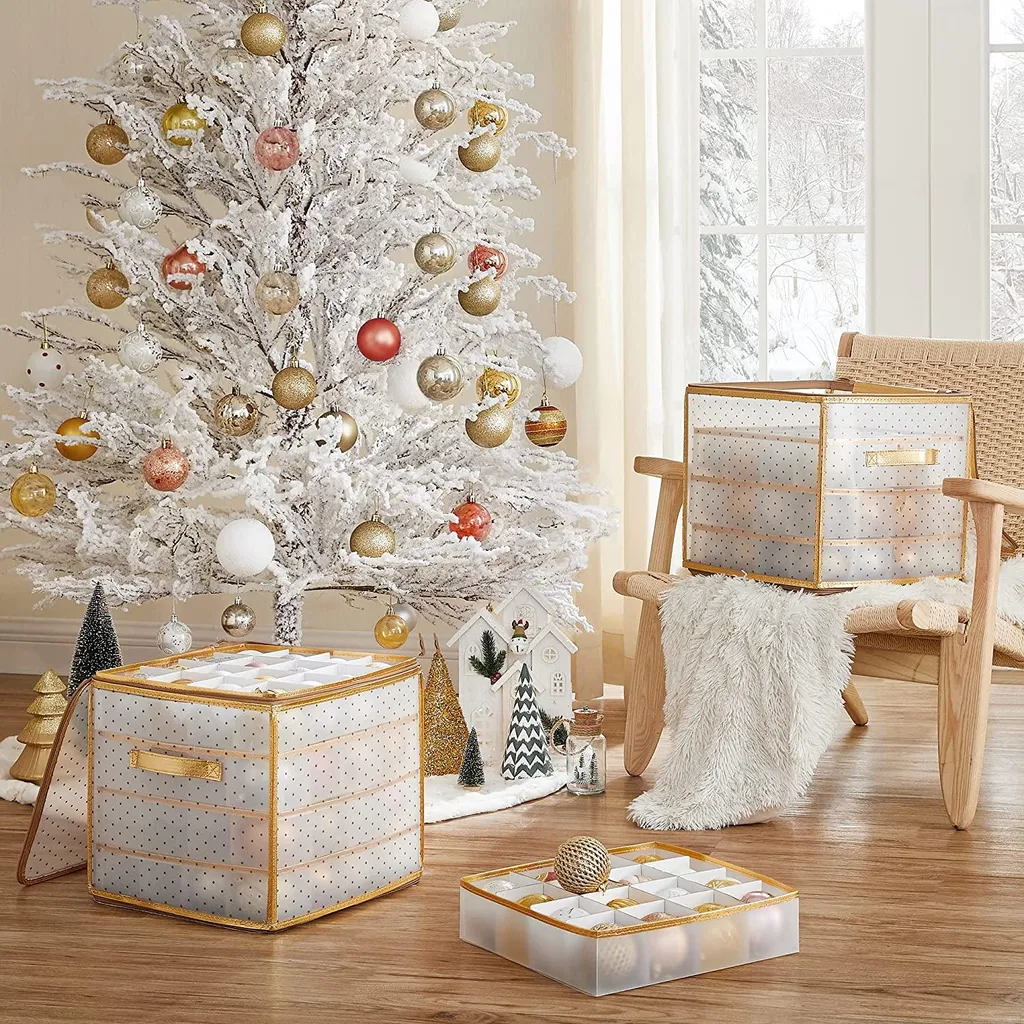 Boîte pour boules de Noël grand format avec compartiments ajustables