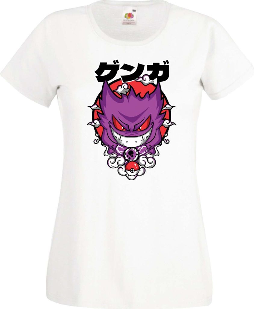 Damen T-Shirt Anime Manga Pokemon Gengar, Lady L / Weiß