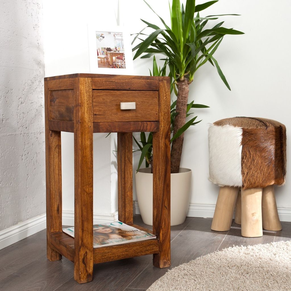 cagü: Design Beistelltisch [SATNA] Sheesham massiv Holz mit Produktbild 