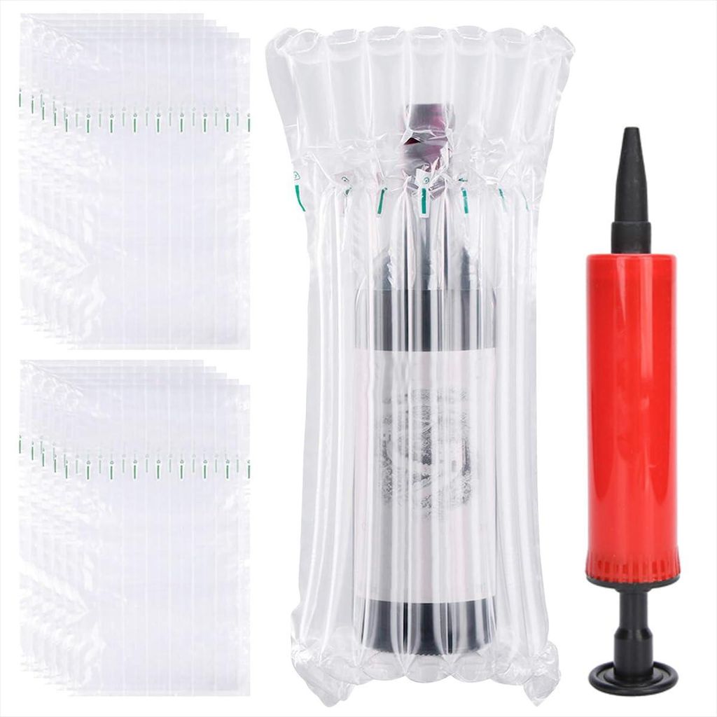 10-teiliges Set aufblasbarer Luftsäulen, wiederverwendbare Weinflaschenhüllen, Weinflaschenhüllen mit Luftpumpe für Verpackung und sicheren Tra...