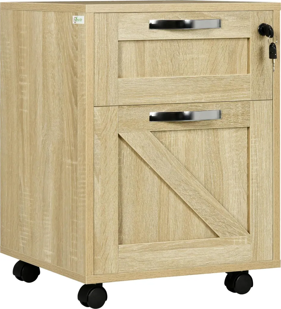 Gagnez de la place : Caisson de bureau A4 sécurisé bois naturel mobile