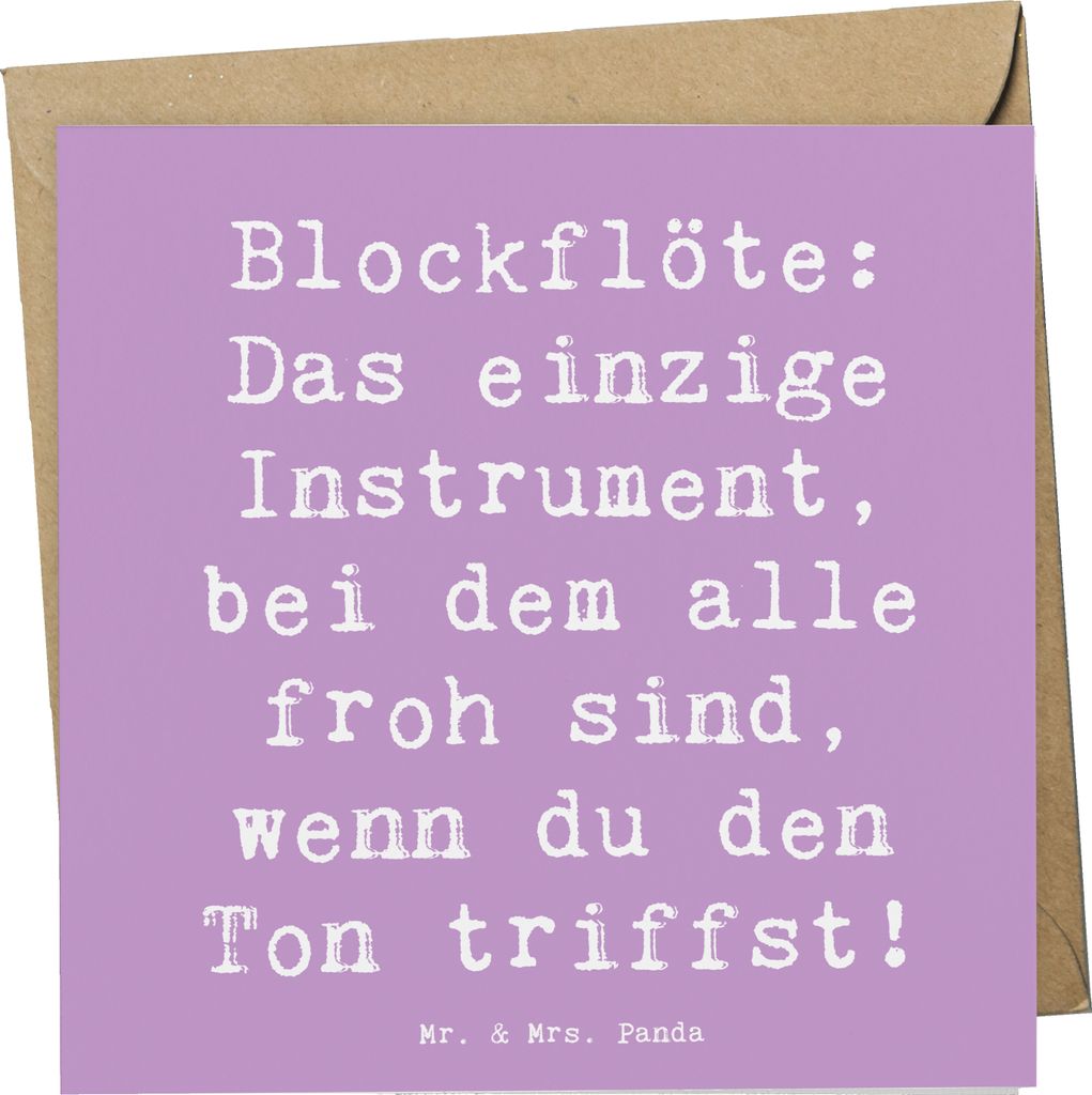 Mr. & Mrs. Panda Grußkarte Spruch Blockflöte Freude - Lavendeltraum - Geschenk, Lernen, Musikinstrument, Bassblockflöte, Tenorblockflöte, Glüc...