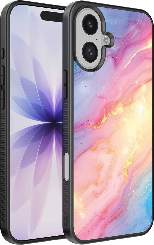 Geeignet für iPhone 17 Telefon Fall mit Regenbogen Glitter Marble Print - TPU Backcover Fall Regenbogen Glitter Marble Design - Smartphonica