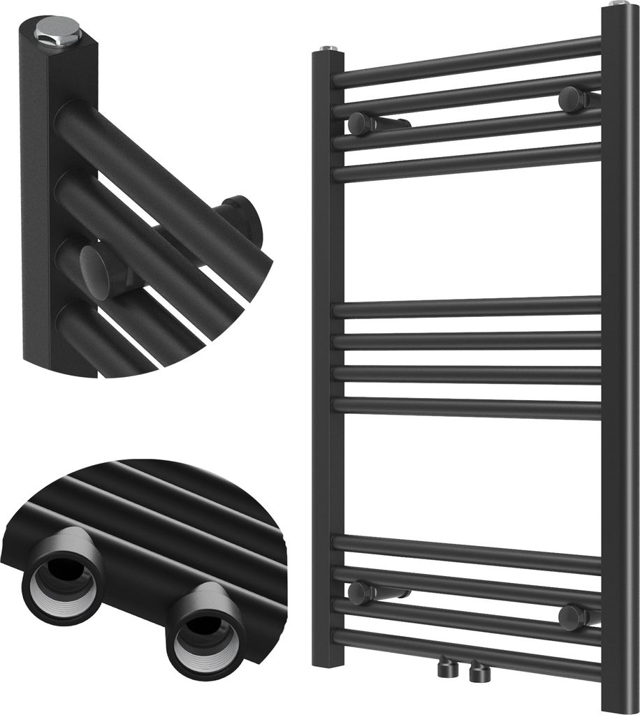 Granitan | Badheizkörper Raven - 80x50 cm - Schwarz - Modernes Design - Funktional und Elegant