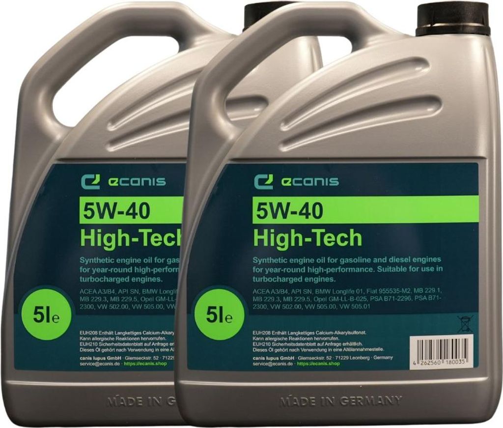 Motoröl Multipack 2x5 Liter 5W-40 A3/B4 SN ECANIS High-Tech Produktbild 