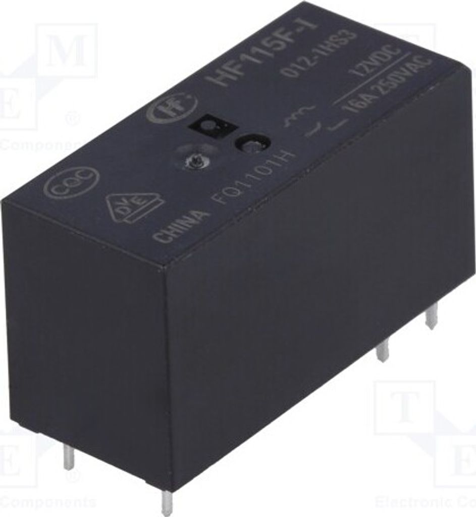 1x Relais: elektromagnetisch USpule : 12VDC 16A/250VAC HF115F-I/012-1HS3 Elektro