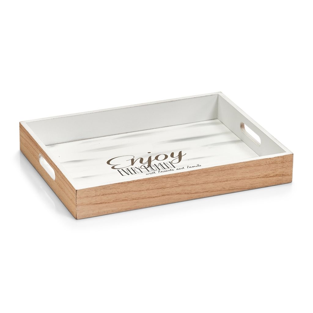 Zeller Tablett "Enjoy", Holz, weiß, 40 x 30 x 5,5 cm
