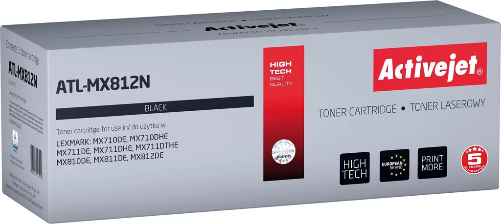 Toner Noir Activejet ATL-MX812N pour Impressions Bureautique Lexmark