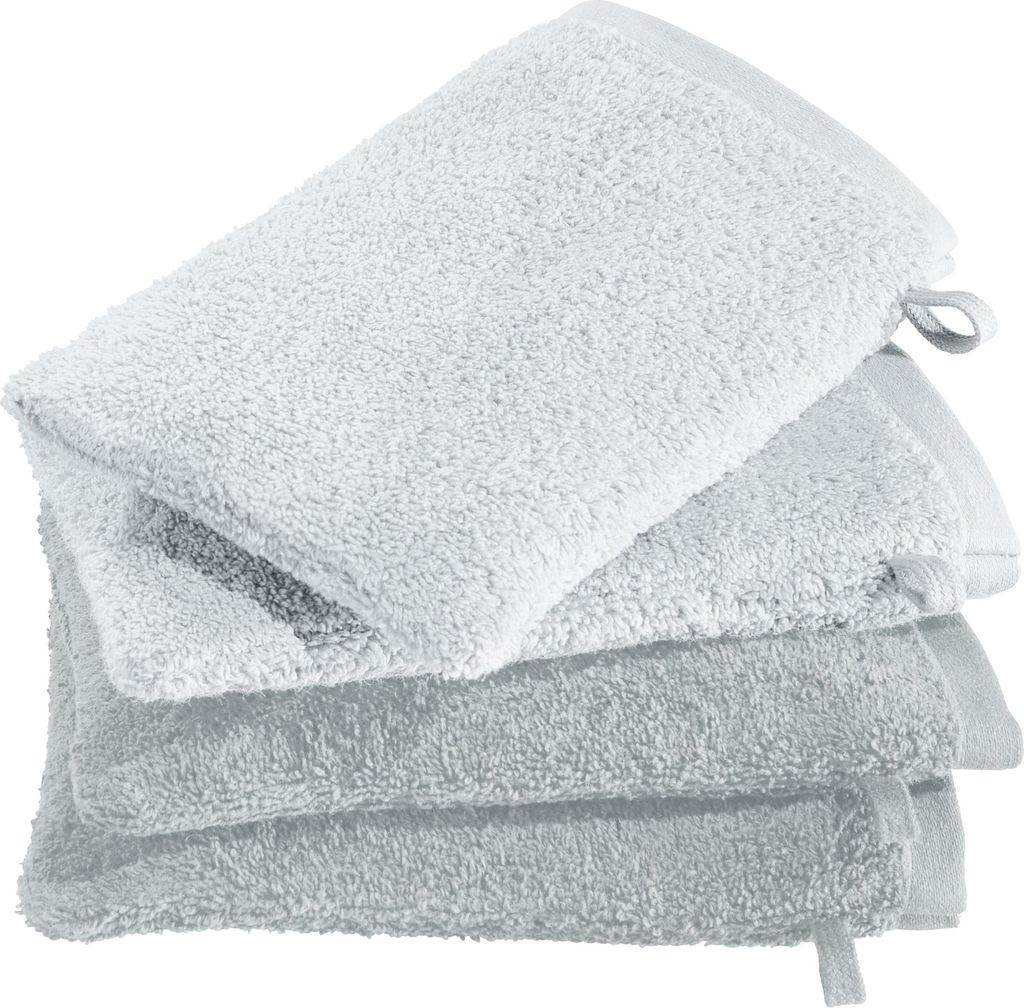 Erwin Müller Waschhandschuhe Bühl" 4er-Pack weiß/silber 15x21 cm"