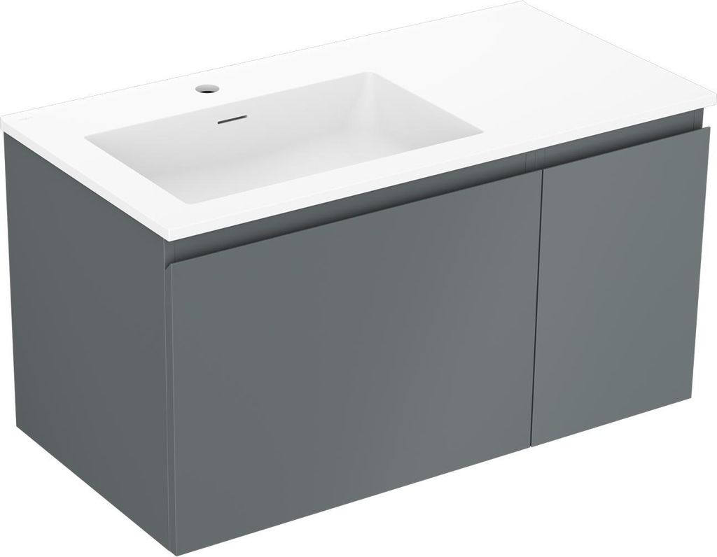 Mexen Orio Badezimmer-Unterschrank 90 cm mit Waschbecken Vela, 2 Schubladen, weiß glänzend - 91A10-09047-2-BFF00-W23M00