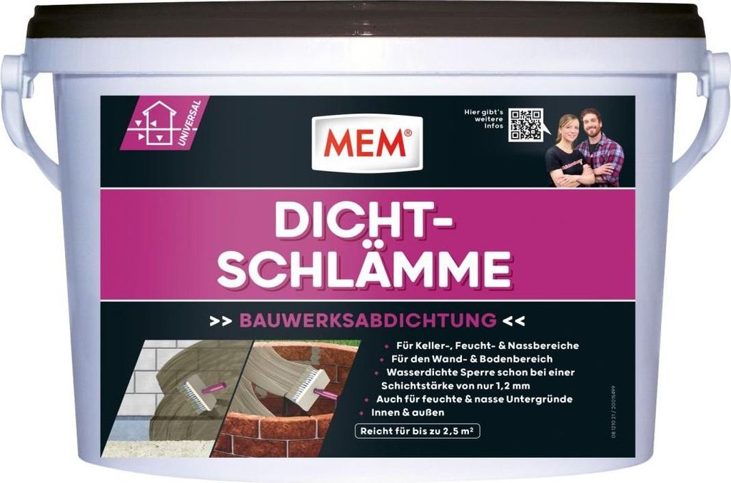 MEM Dichtschlämme 5 Kg, zementär, rissüberbrückend, Produktbild 