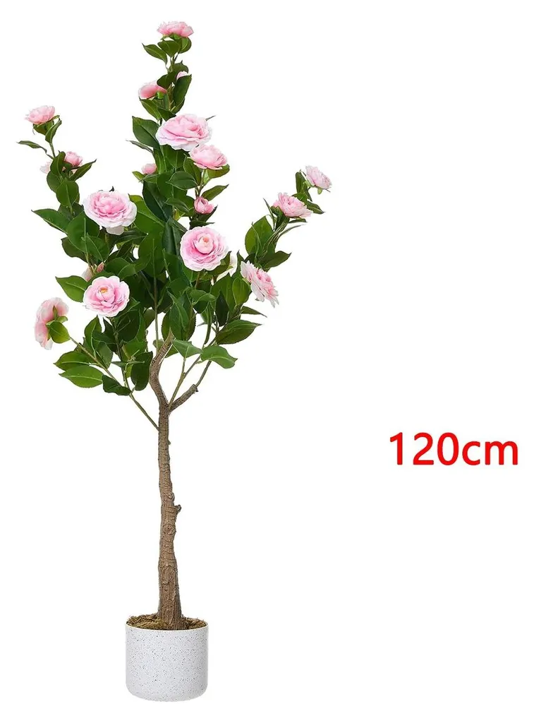 Plante artificielle camélia 120 cm pour salon et bureau sans entretien