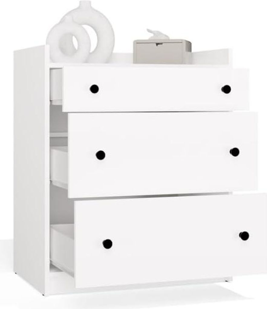 BDW, Kommode mit Schubladen, Sideboard Wohnzimmer Kinderzimmer Huston, WeißWeiß