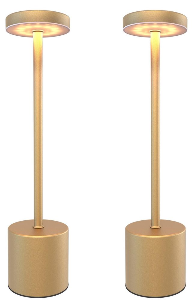 Ledvion 2x Wiederaufladbare LED Tischleuchte Messinggold Produktbild 