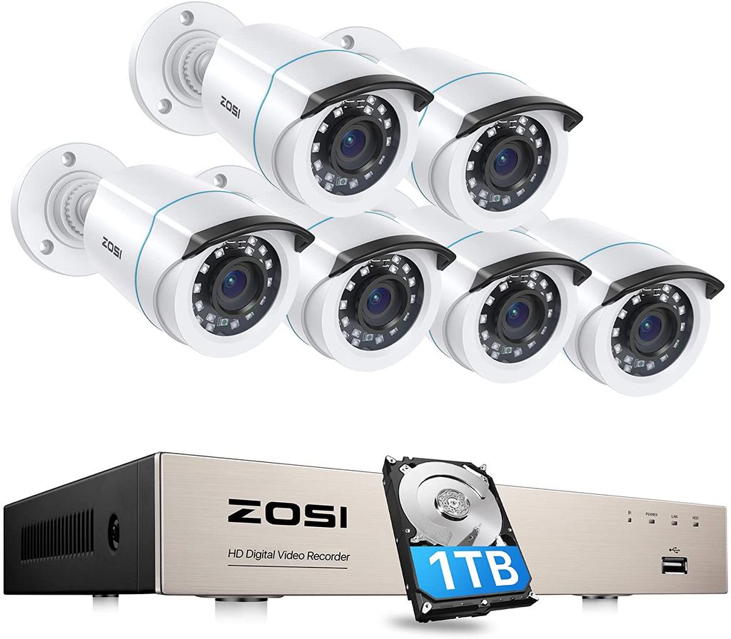 ZOSI 1080P CCTV H.265 Überwachungskamera Set DVR 1TB HDD 4x Außen IR Kamera 