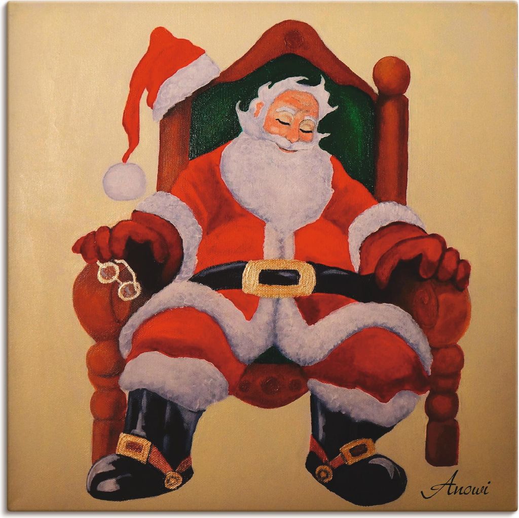 ARTland Leinwandbild Schlafender Weihnachtsmann Größe: 50x50 cm