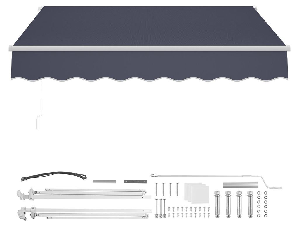 SucceBuy Gelenkarmmarkise 3x2,5 m, Einziehbare Markise mit Handkurbel, Sonnenschutz UPF 80+, Balkon- und Terrassenmarkise für Garten, Fenster und ...