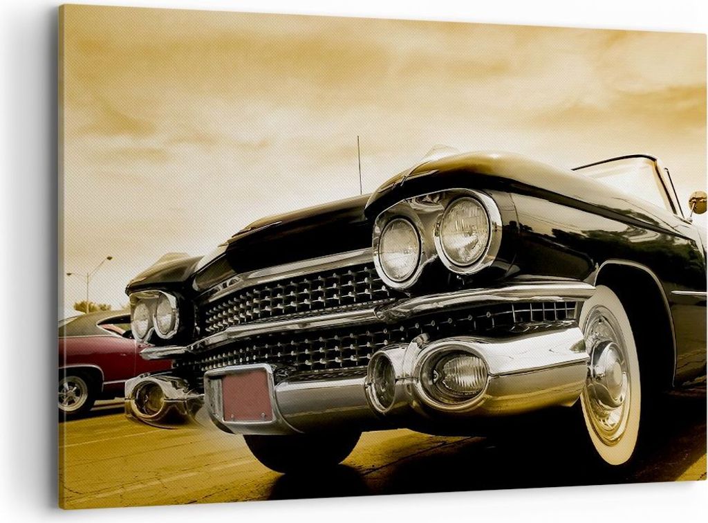 Bild auf Leinwand - Leinwandbild - Auto Chrom Rad - 120x80cm - Wand Bild - Wanddeko - Wandbilder - Leinwanddruck - Bilder - Kunstdruck - Wanddekora...