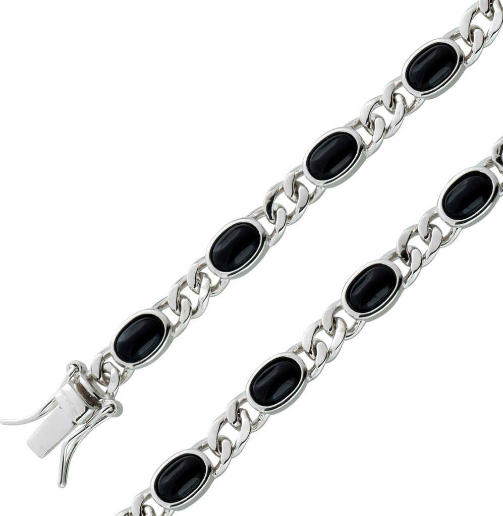 Onyx Armband Silber 925 schwarze Edelsteine 21