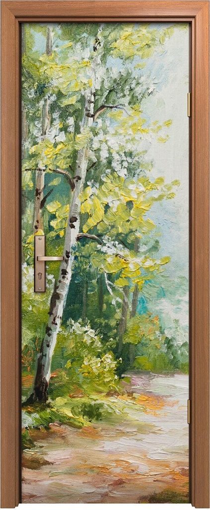 Türposter 70x200 cm Türaufkleber Türtapete Türfolie Klebefolie Waldlandschaft Malen im Sommer Wald