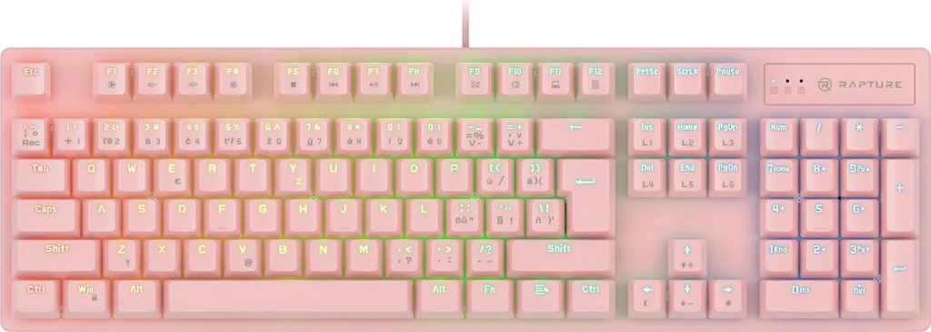 Rapture X-RAY Tastiera Meccanica Outemu Blue Rosa DE/SK Layout Gaming