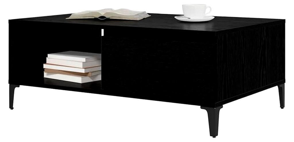 Couchtisch in Schwarz mit Eichen-Optik 90 x 60 x 35 cm aus Holzwerkstoff, moderner Couchtisch mit rechteckiger Fläche für die Wohnzimmereinrichtung