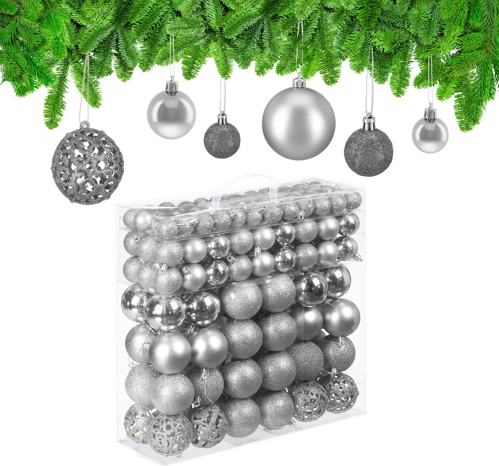 Boules de Noël Relaxdays, lot de 150, boules de sapin Image du produit 
