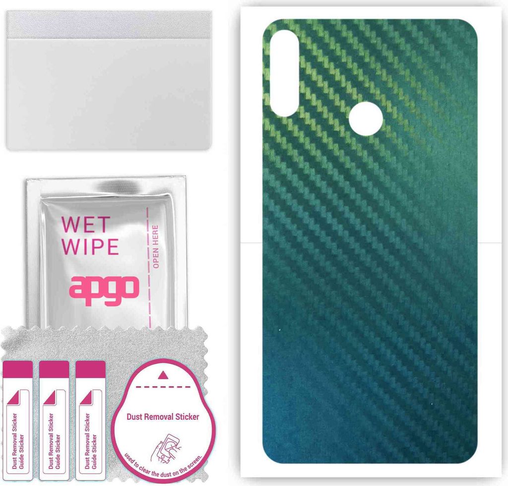 apgo Rückseite Schutzfolie, Skin, kompatibel mit Tecno Spark 3 Pro, Hinten Displayschutzfolie aus Vinylfolie, kratzfest, einfache Montage - Kohlen...